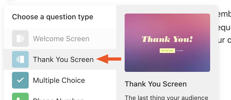 Typeform thank you screen