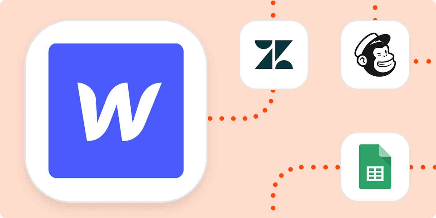 The logos for Webflow, Zendesk, Mailchimp, and Google Sheets.