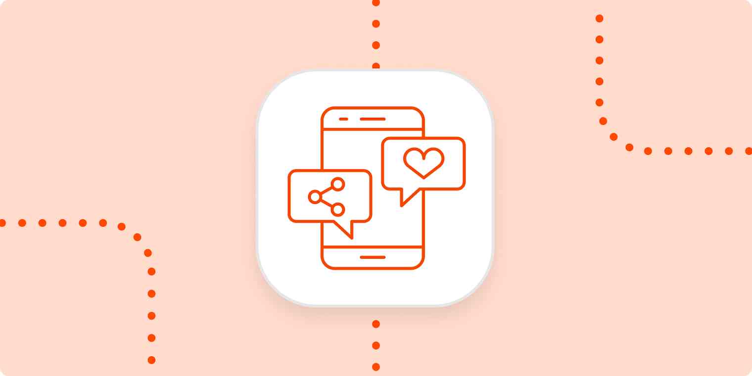 A hero image with an icon representing social media (a phone with a heart)