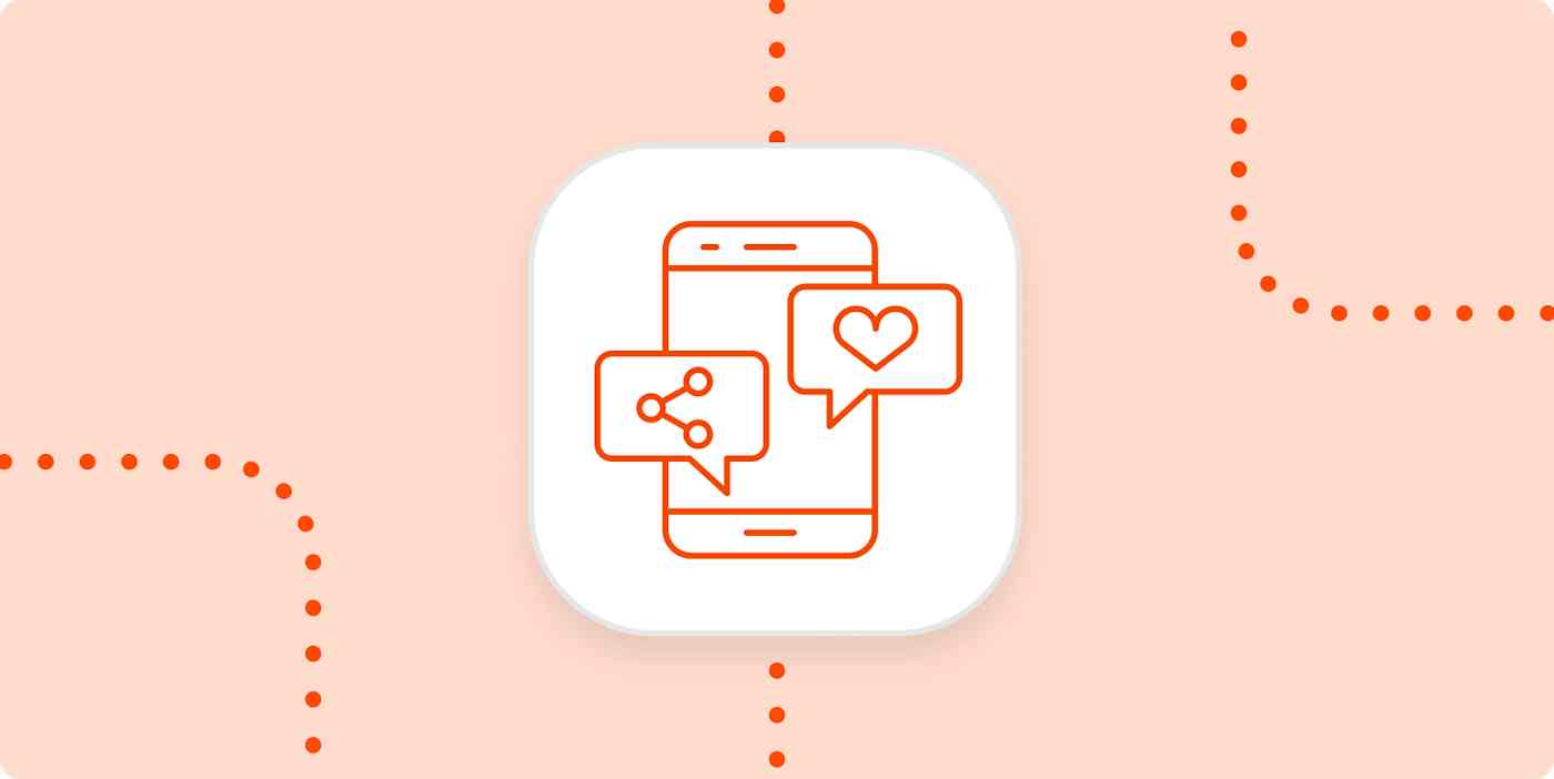 A hero image with an icon representing social media (a phone with a heart)