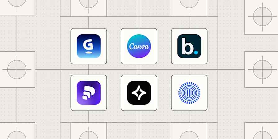 Gamma, Canva, Beautiful.ai, Pitch, Chronicle and Prezi logos