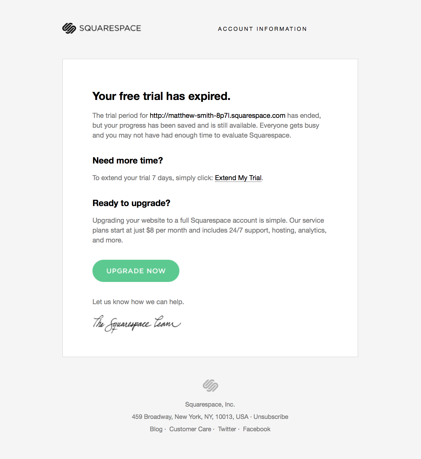Squarespace email