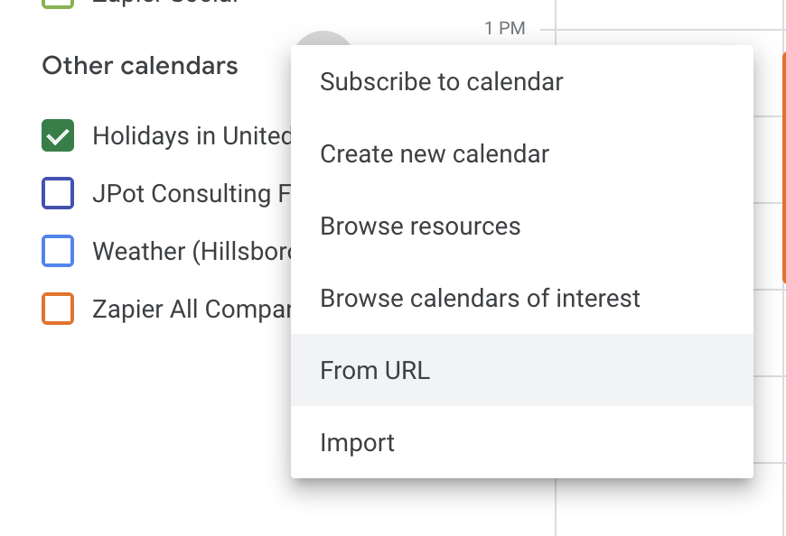 Adding calendars from URL in Google Calendar