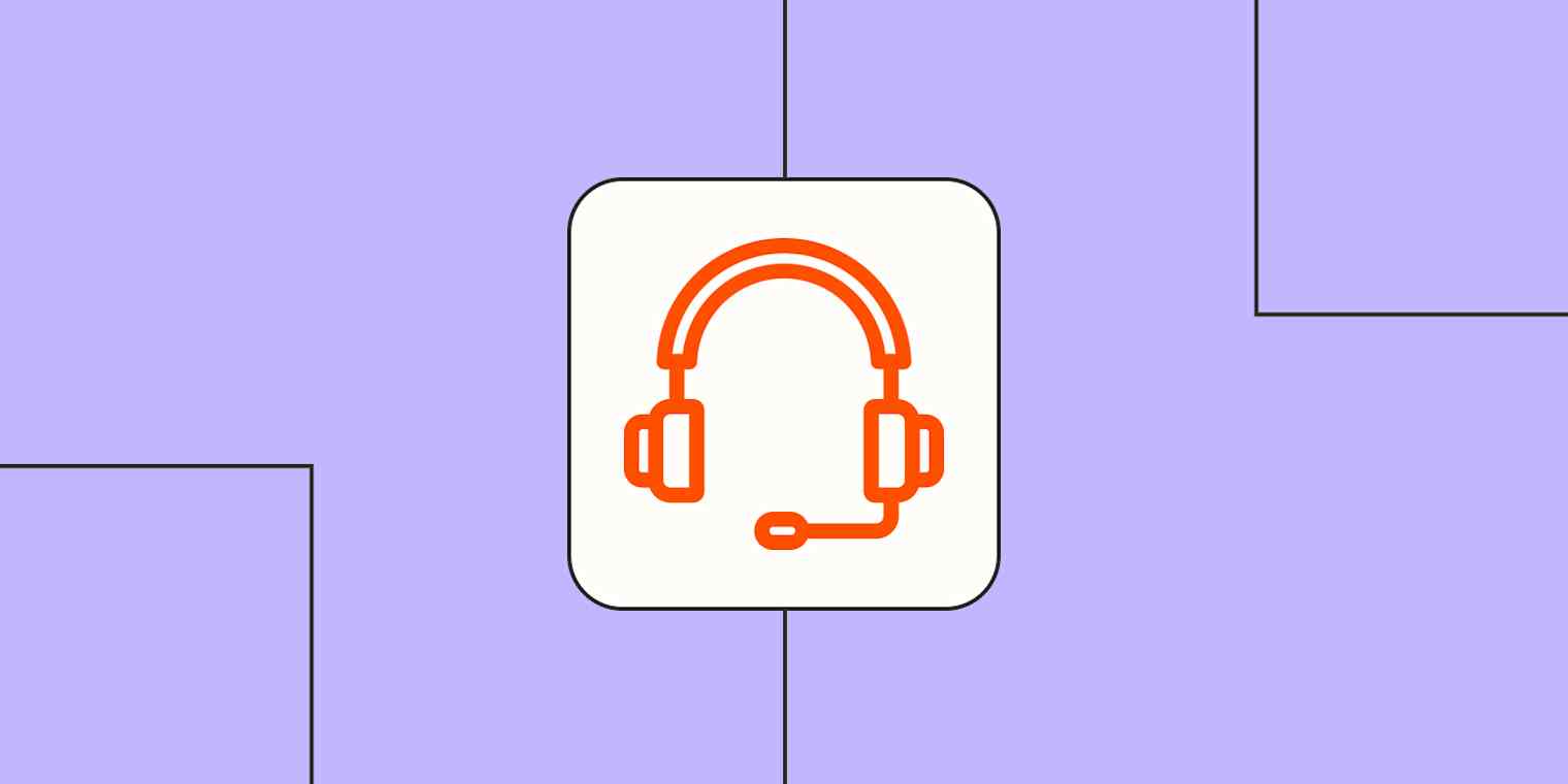 A hero image of a sales call headset on a purple background.