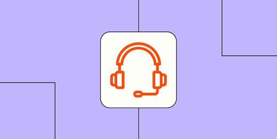 A hero image of a sales call headset on a purple background.