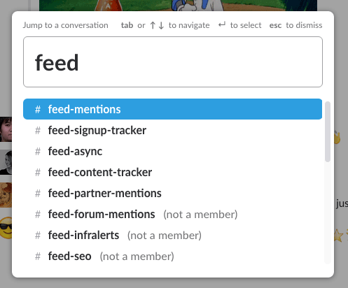 Slack channels list