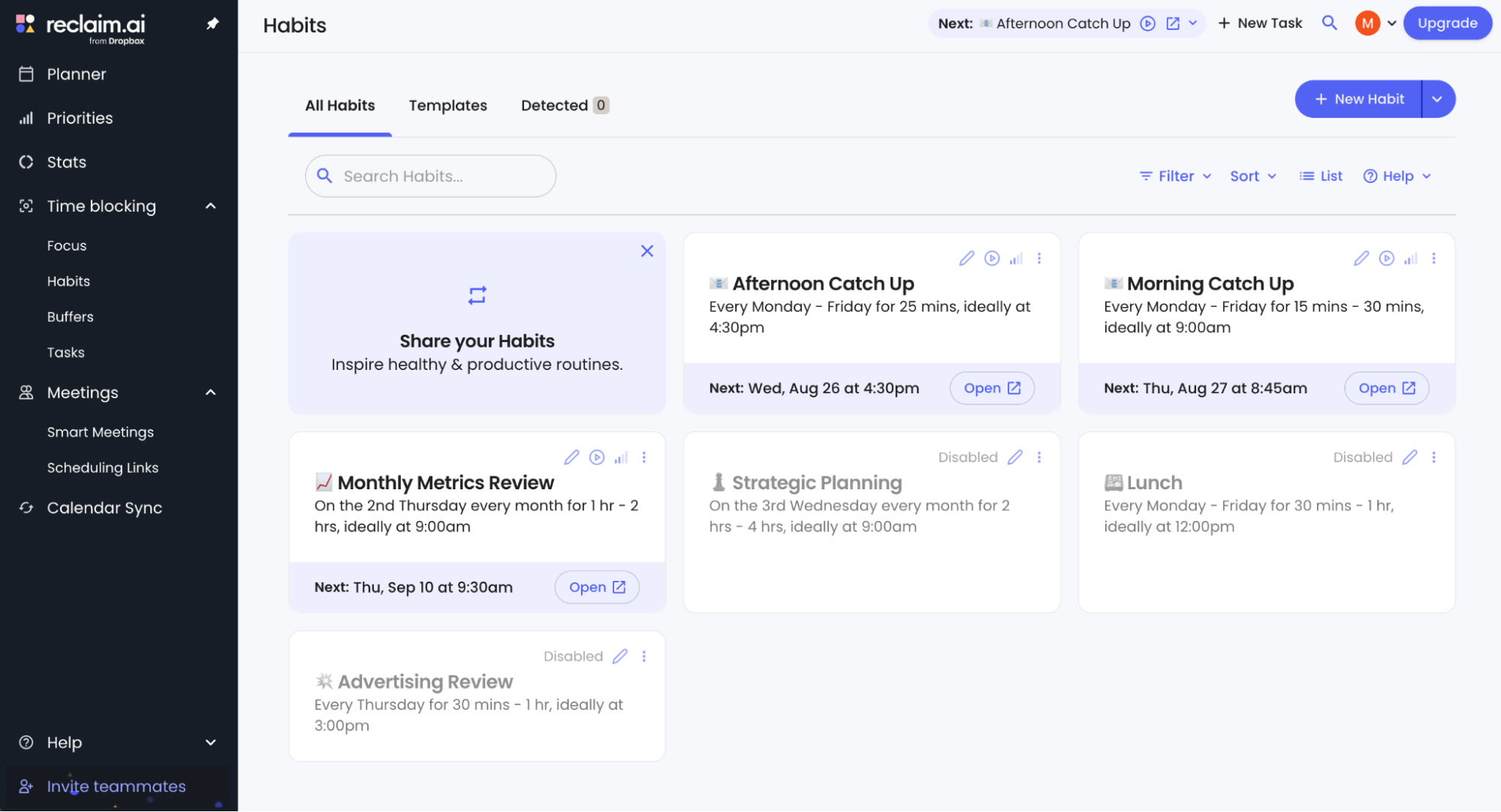 Reclaim, our pick for the best productivity app for AI-powered scheduling.