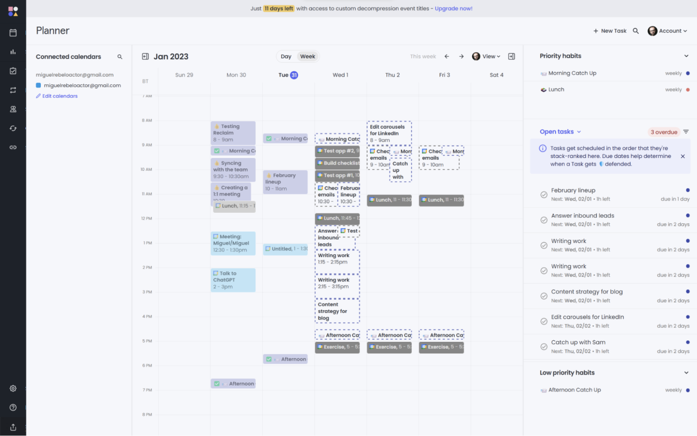 Reclaim, our pick for the best AI scheduling assistant for protecting your habits.