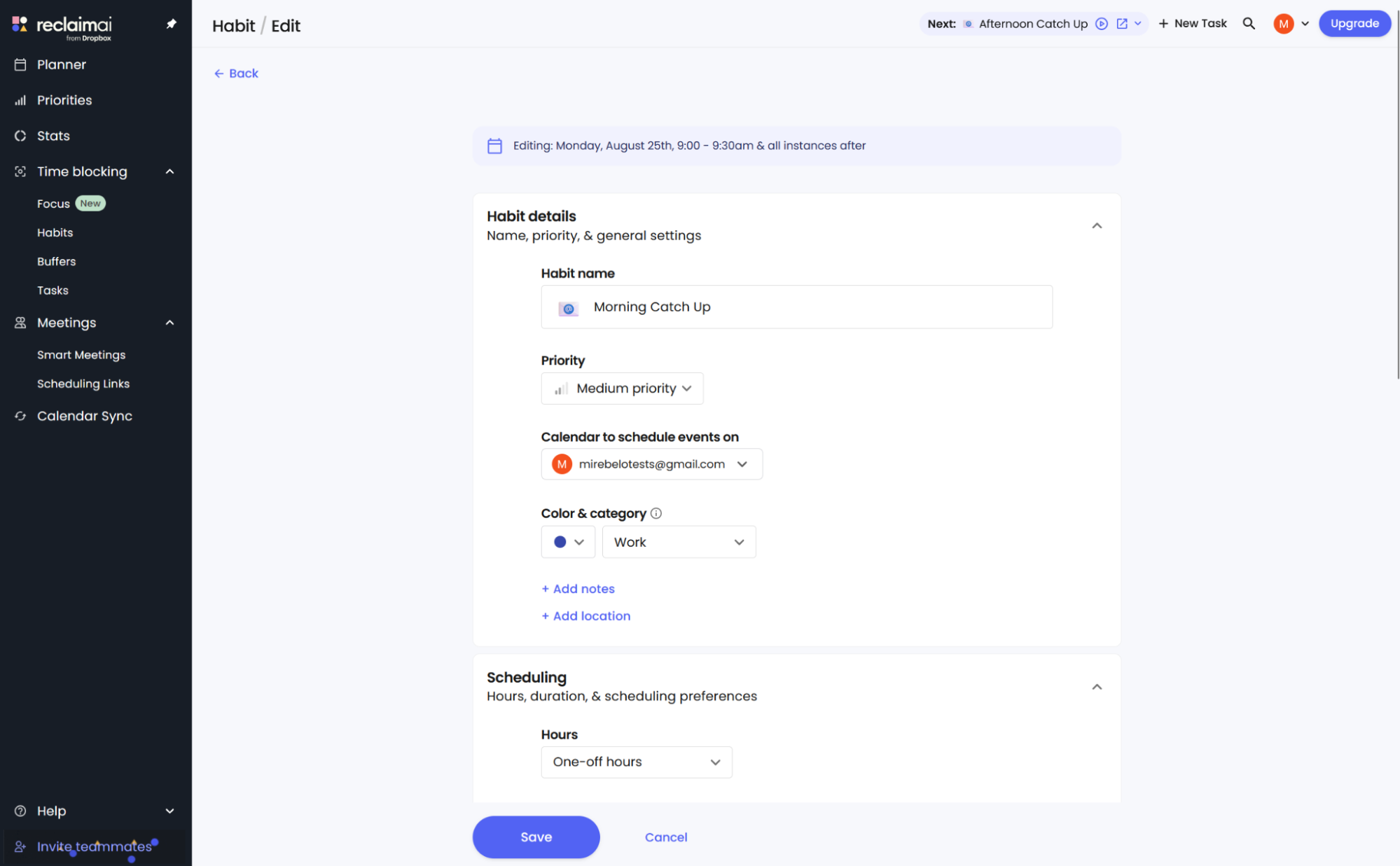 Reclaim, our pick for the best productivity app for AI-powered scheduling.