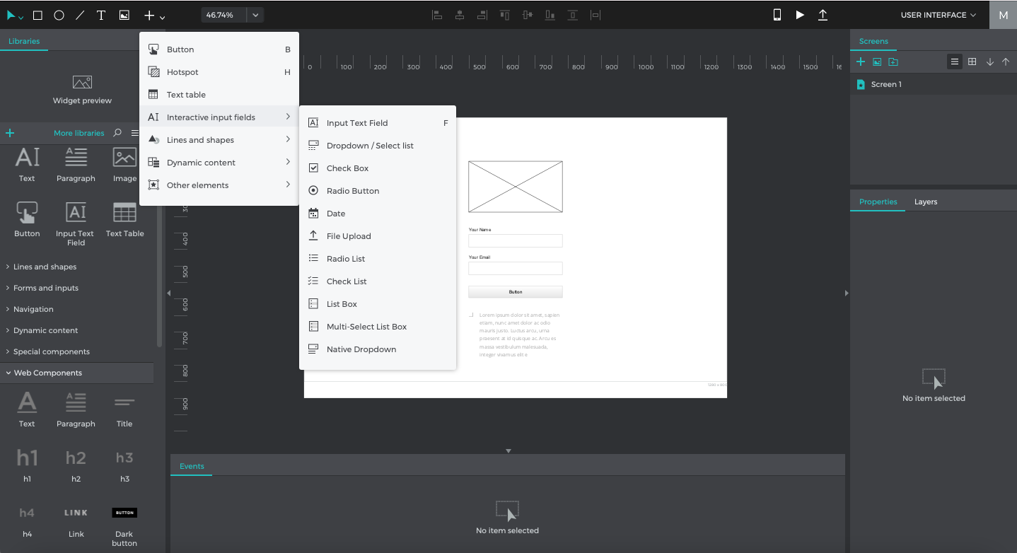 interactive wireframe tools