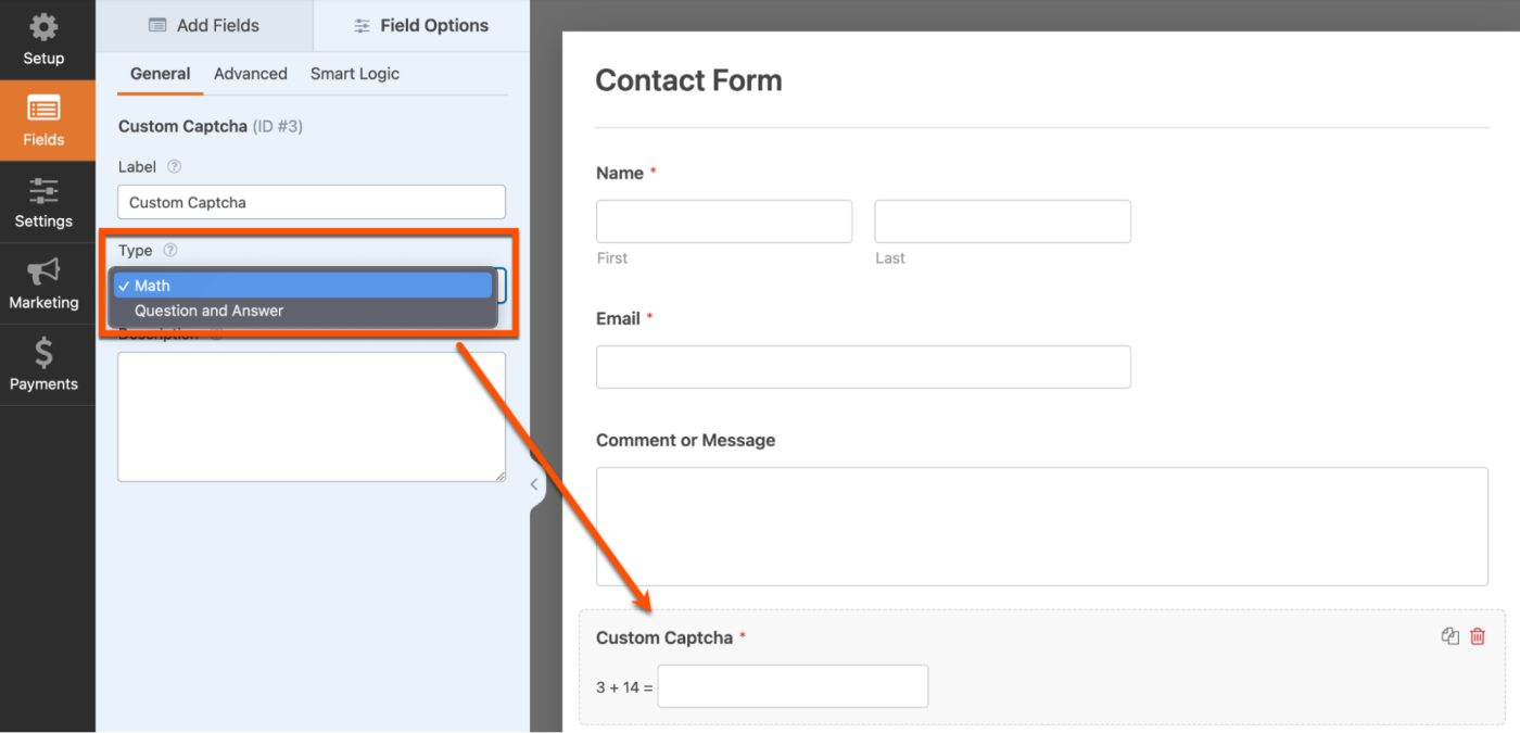 Creating a custom CAPTCHA in WPForms