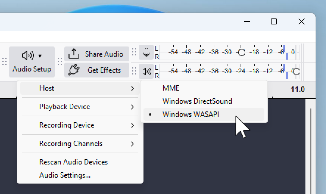Selecting Windows WASAPI