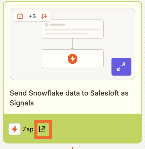 An orange box is shown around an arrow icon next to the word Zap and a lightning bolt symbol.