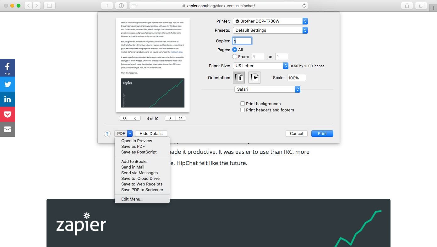 pdf settings for print on mac