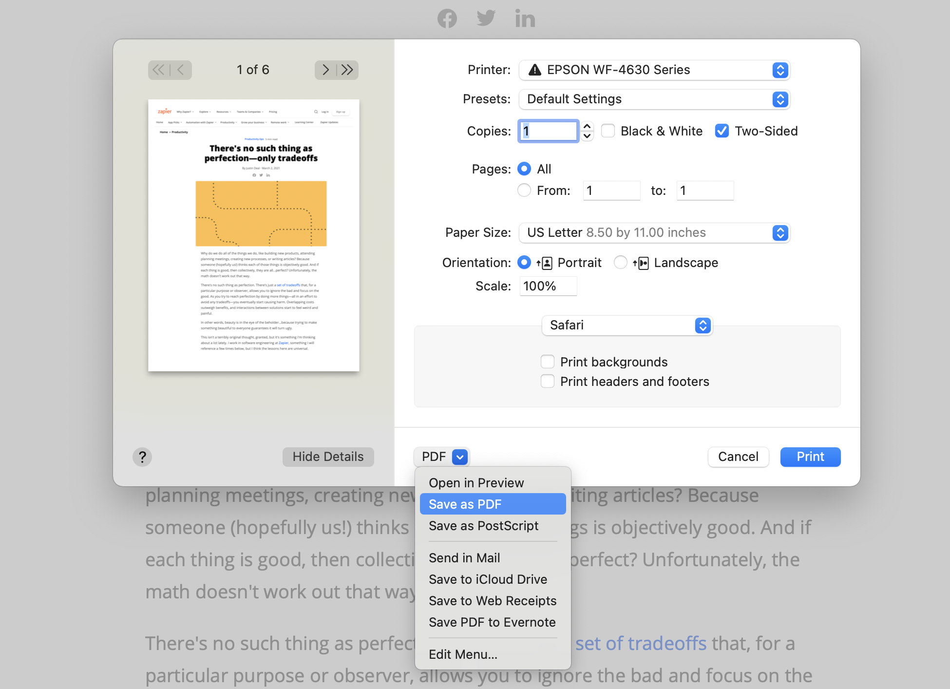 create pdf for internet on mac