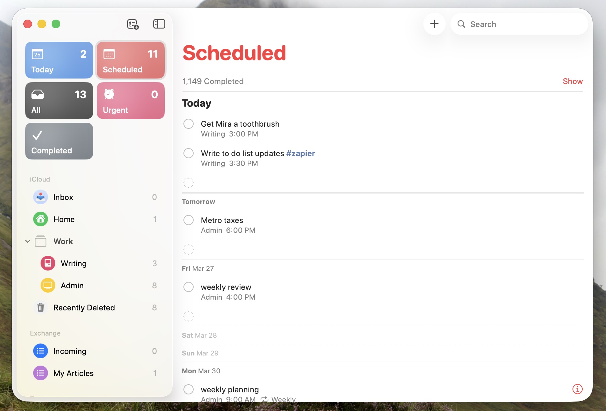 Reminders, our pick for the best free Mac to-do list app for Apple-only users