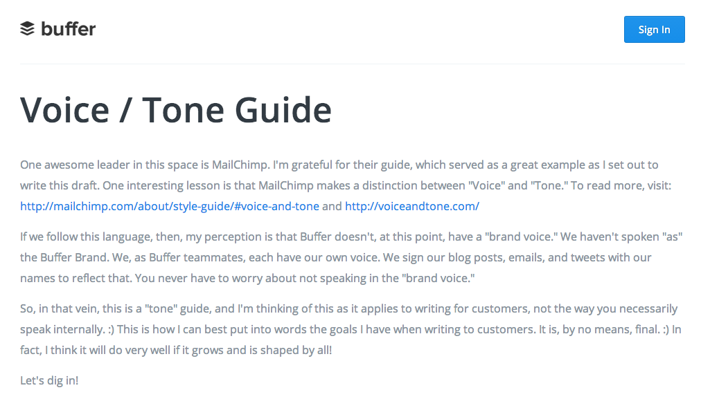 Buffer tone guide