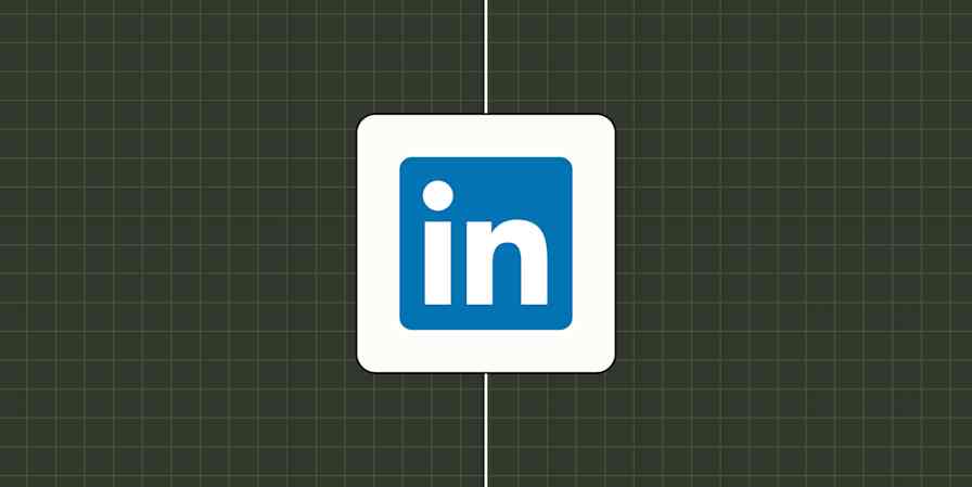 A hero image of the LinkedIn app logo on a dark green background.