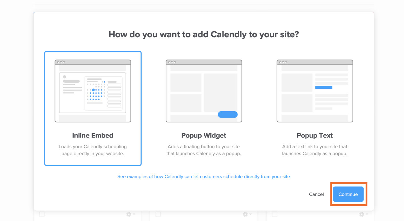 Calendly embed options