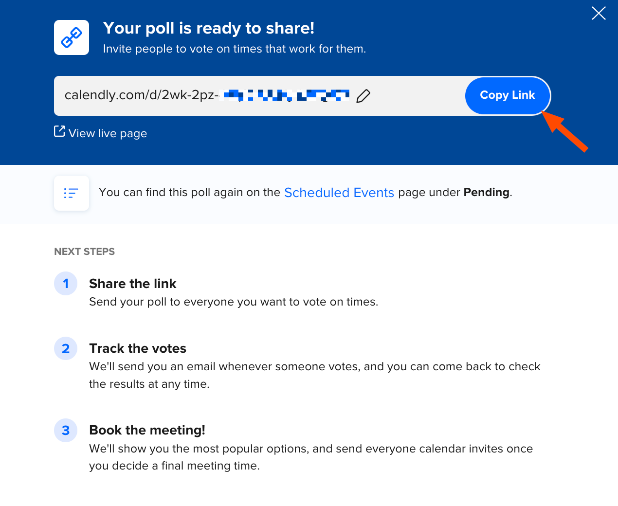 How to share a Calendly event meeting poll.