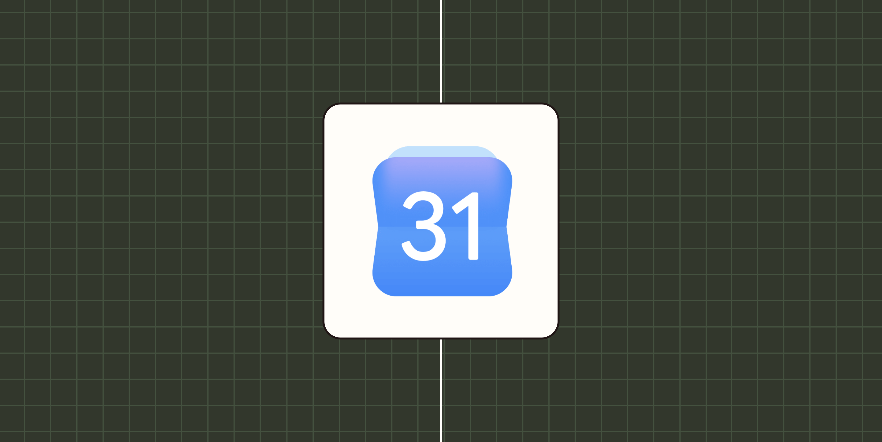 Google Calendar logo against a dark green checkered background.