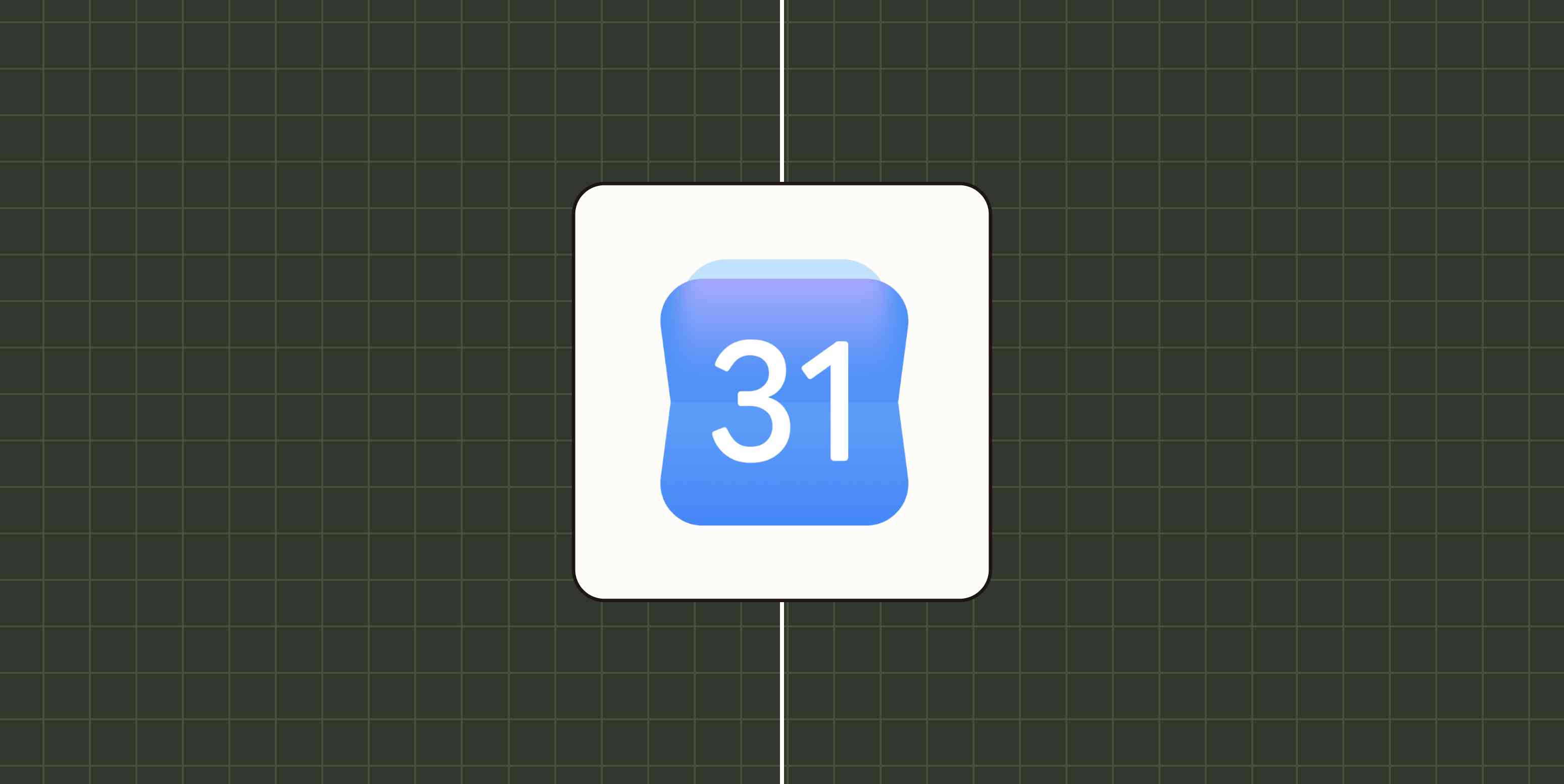 Google Calendar logo against a dark green checkered background.