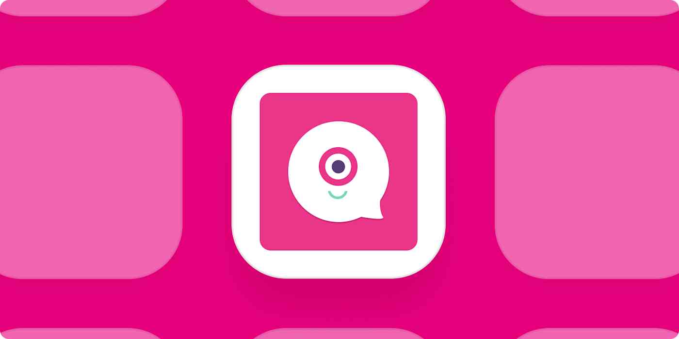 Landbot app logo on a pink background.