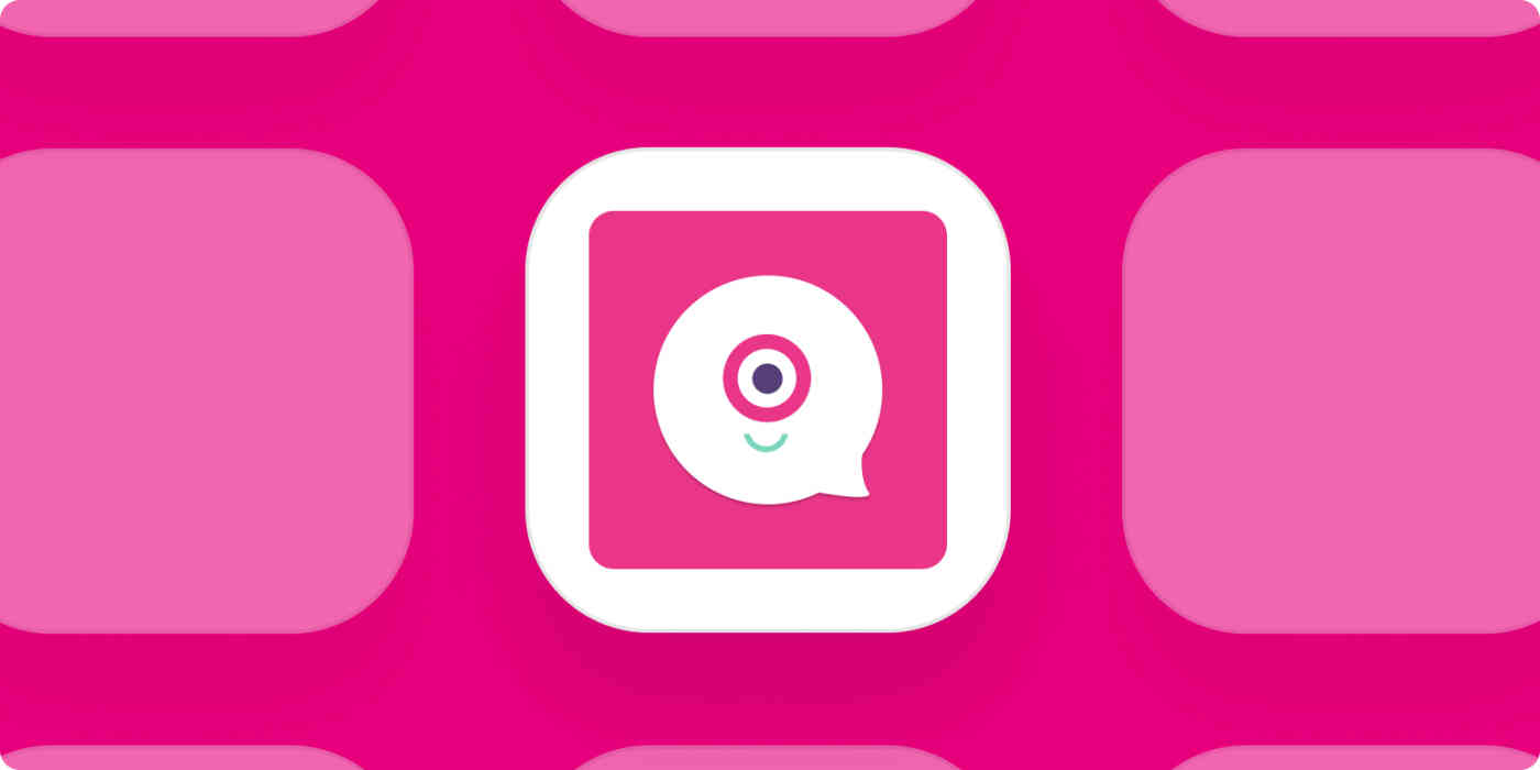 Landbot app logo on a pink background.