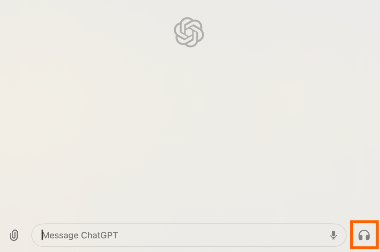 Headphones icon next to the message bar in the ChatGPT desktop app. 