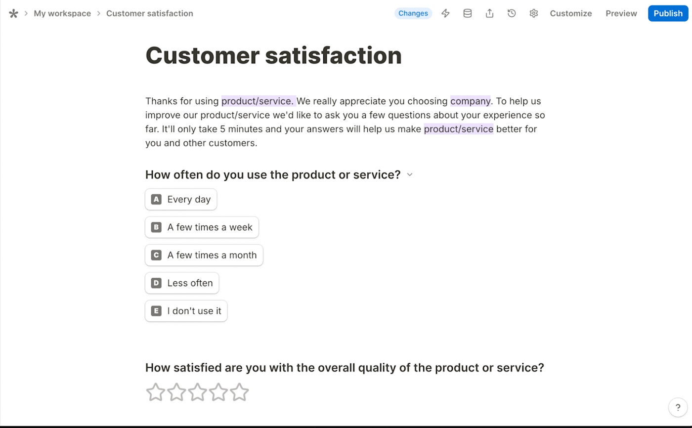 Tally, our pick for the best free Google Forms alternative