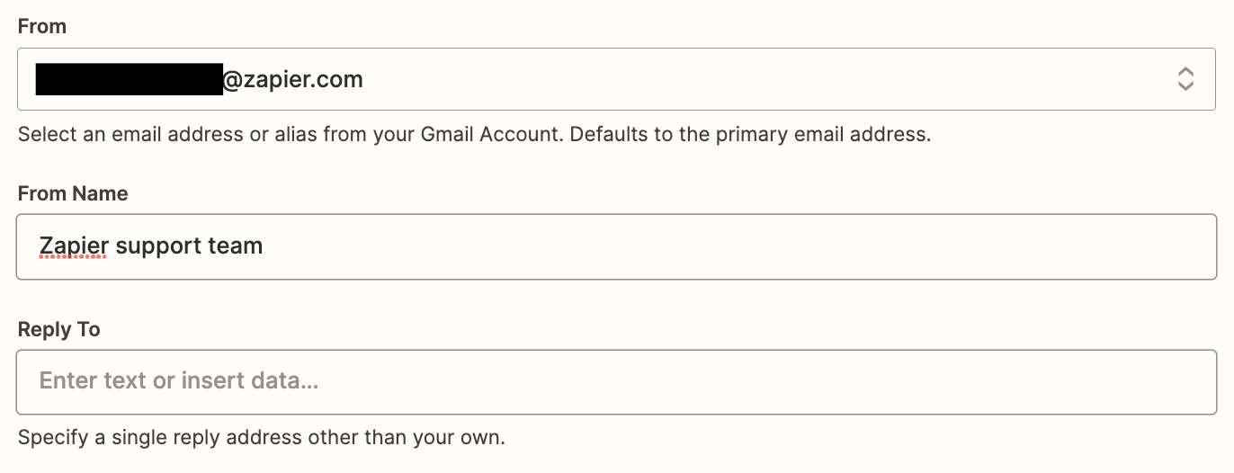 A series of email fields customized with text.