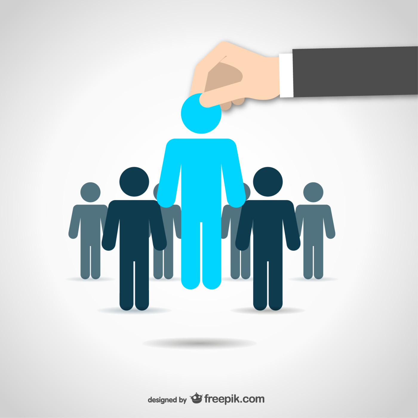 Vector image of one candidate being selected from a group