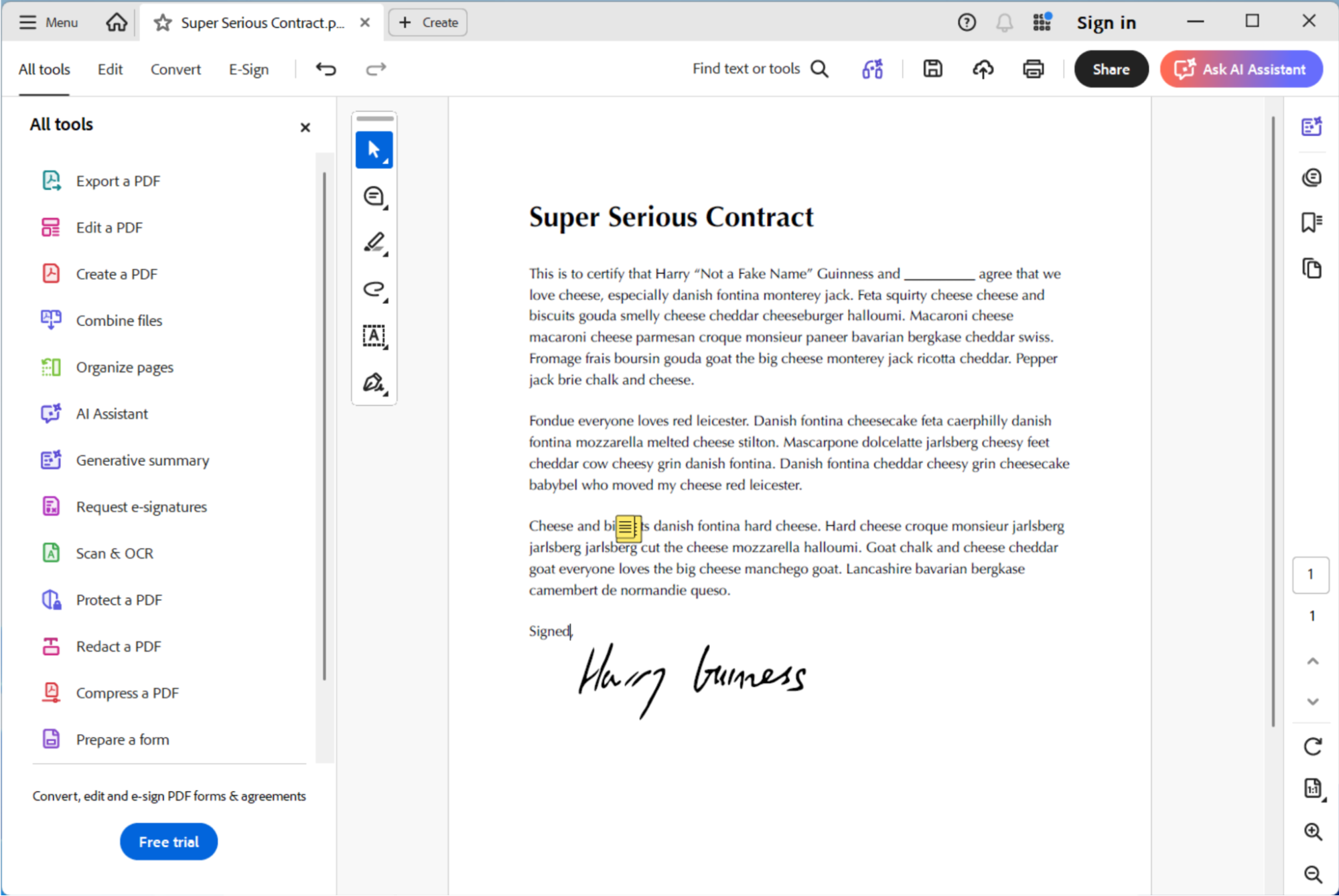 Adobe Acrobat, notre choix pour la meilleure appli de signature électronique pour signer occasionnellement des documents sur un PC