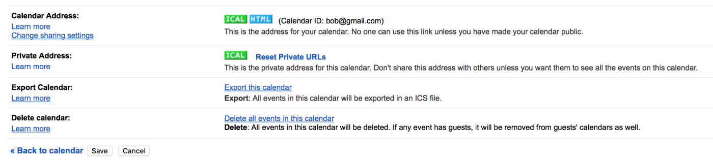 Export or Publish Google Calendar