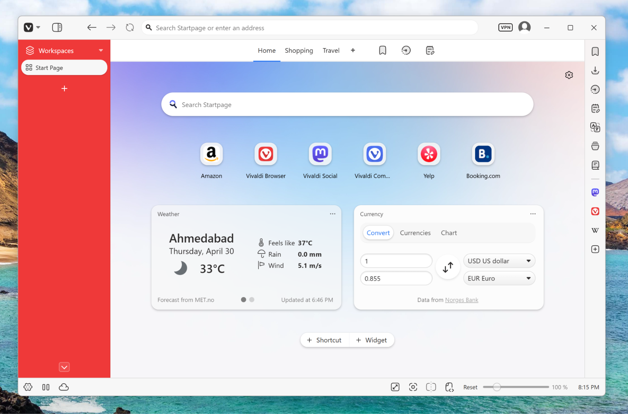 Vivaldi, our pick for the best web browser for customization
