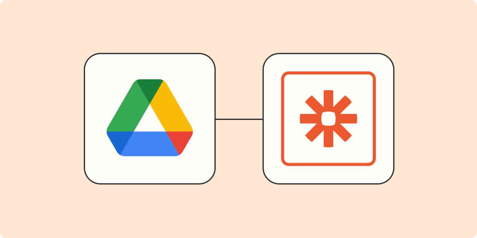 The Google Drive and Zapier logos.
