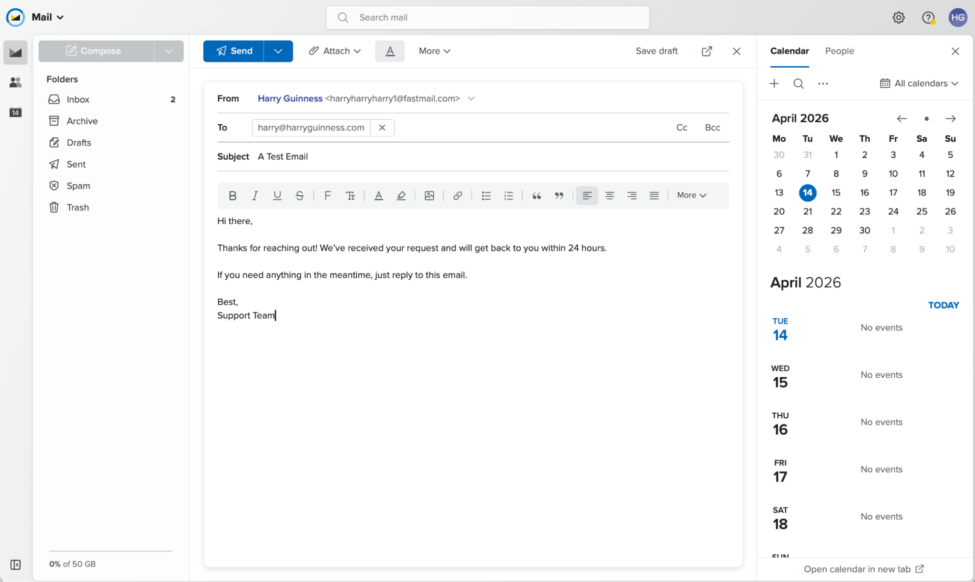 FastMail, our pick for the best email hosting service for privacy