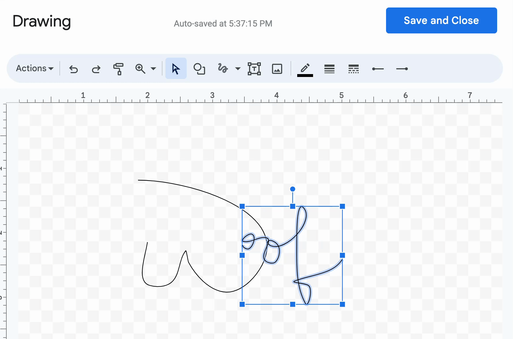 Example of a portion of a signature in Google Docs being repositioned.