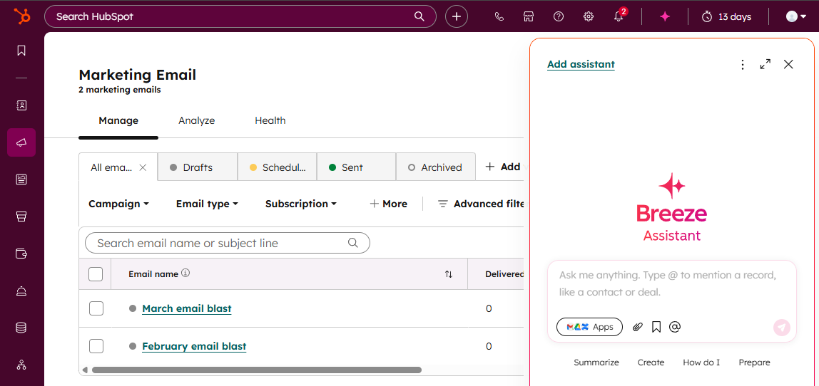 HubSpot's Breeze AI assistant