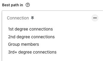 Connection filter in LinkedIn Sales Navigator