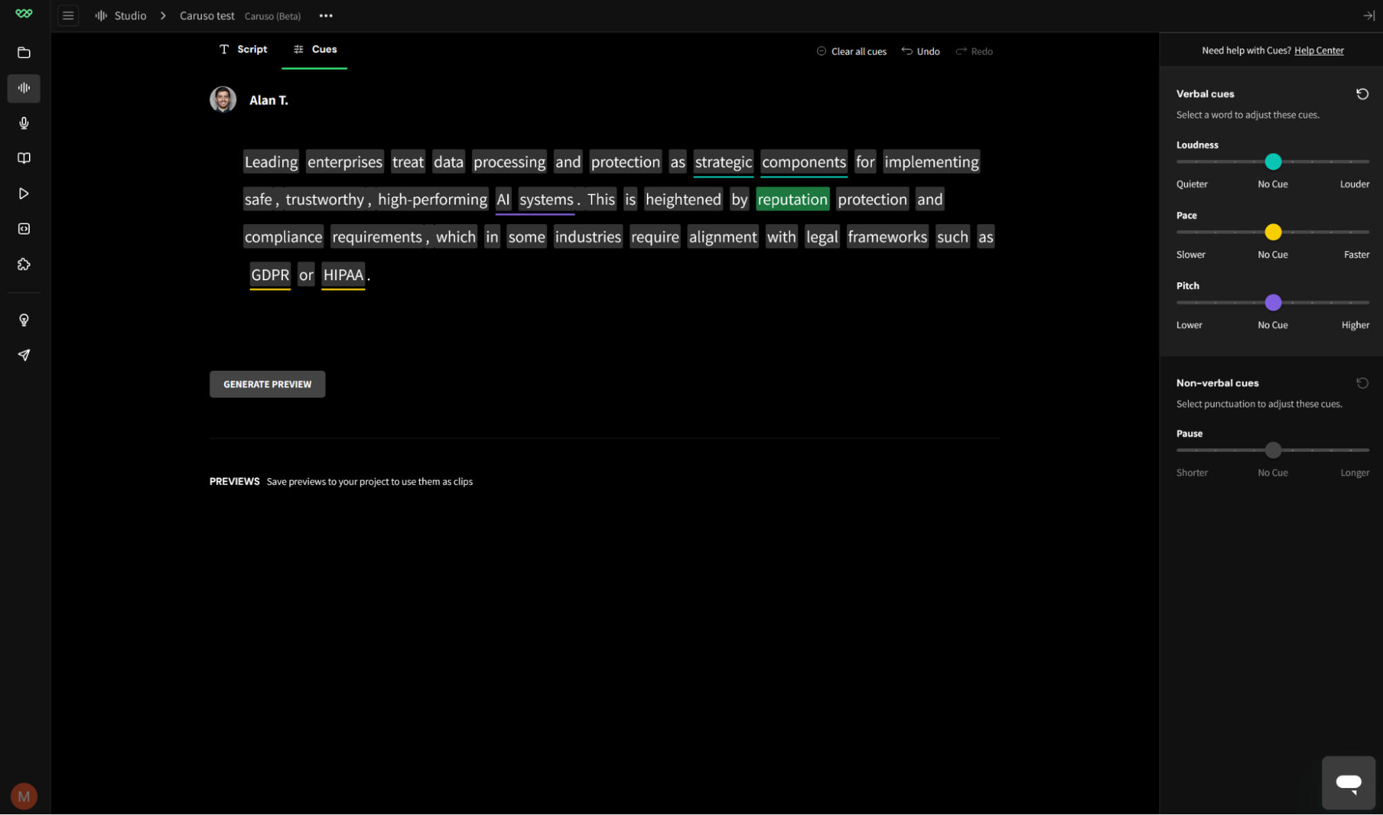 WellSaid Labs, our pick for the best AI voice generator for word-by-word control