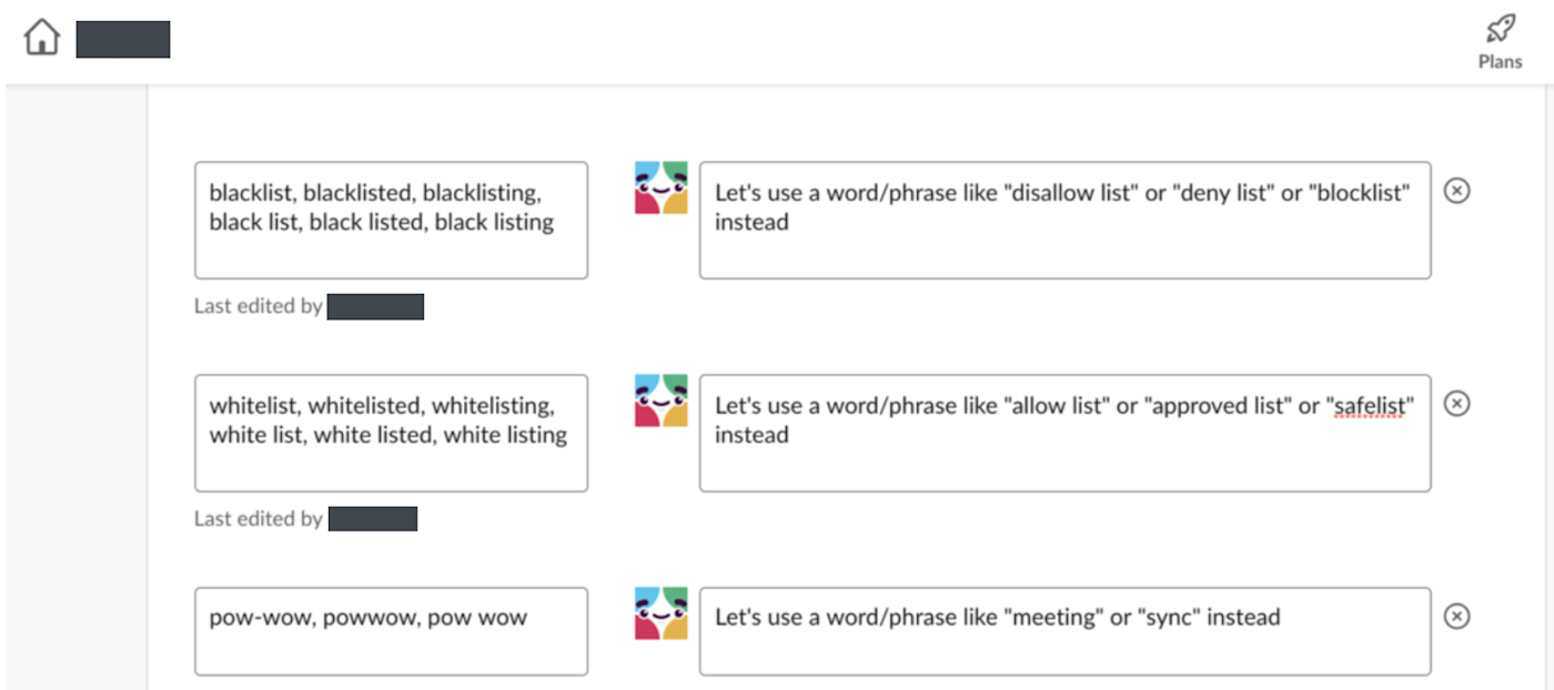 Screenshot of setting up the Slackbot. For example, whenever anyone types blacklist, it says Let