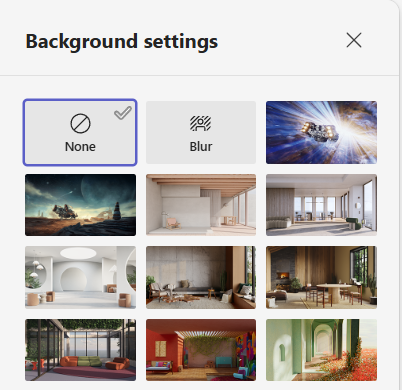 Screenshot of background options