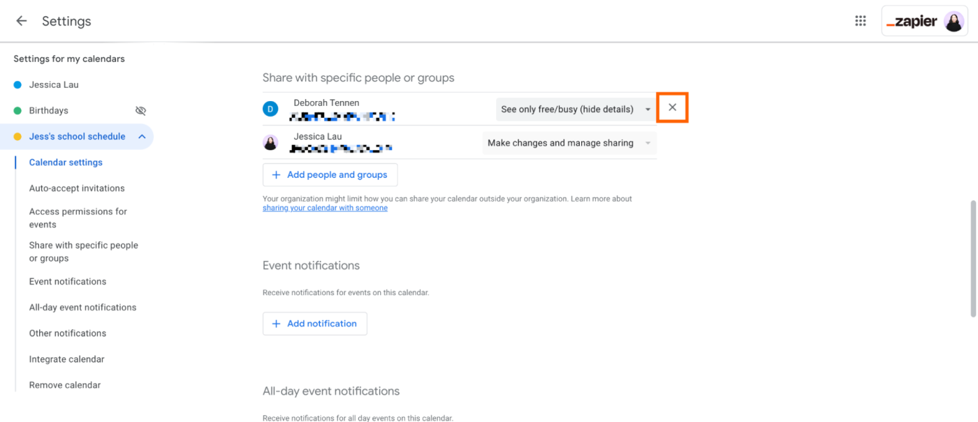 How to share a Google Calendar Zapier