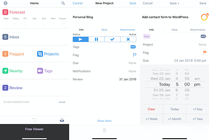 OmniFocus screenshots