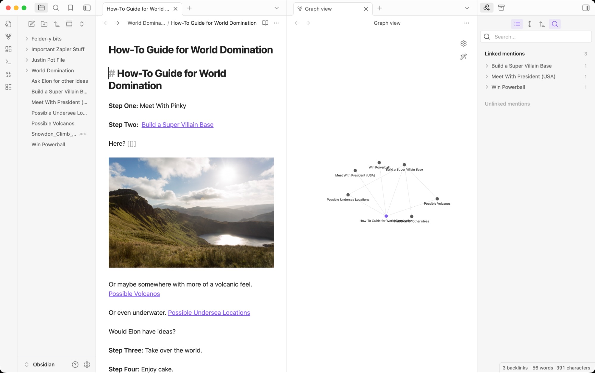 Obsidian, our pick for the best note-taking app for power note-takers