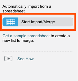 An orange rectangle highlighting a button that reads "Start Import/Merge."