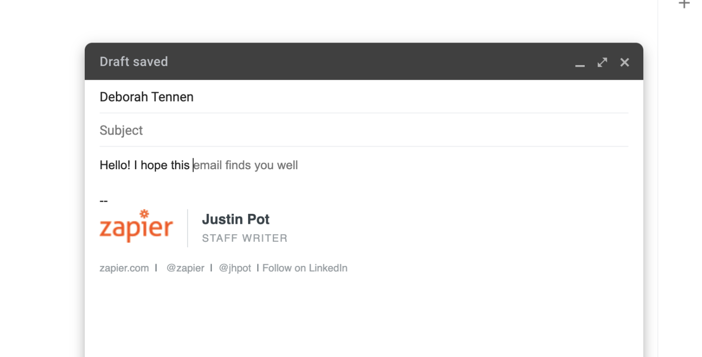 Showing Smart Compose in action in Gmail