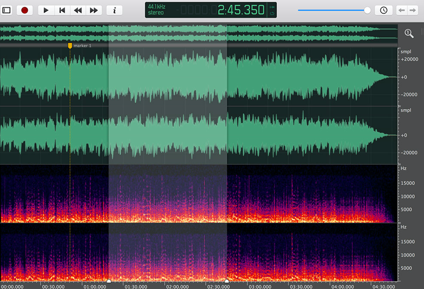 Ocenaudio interface