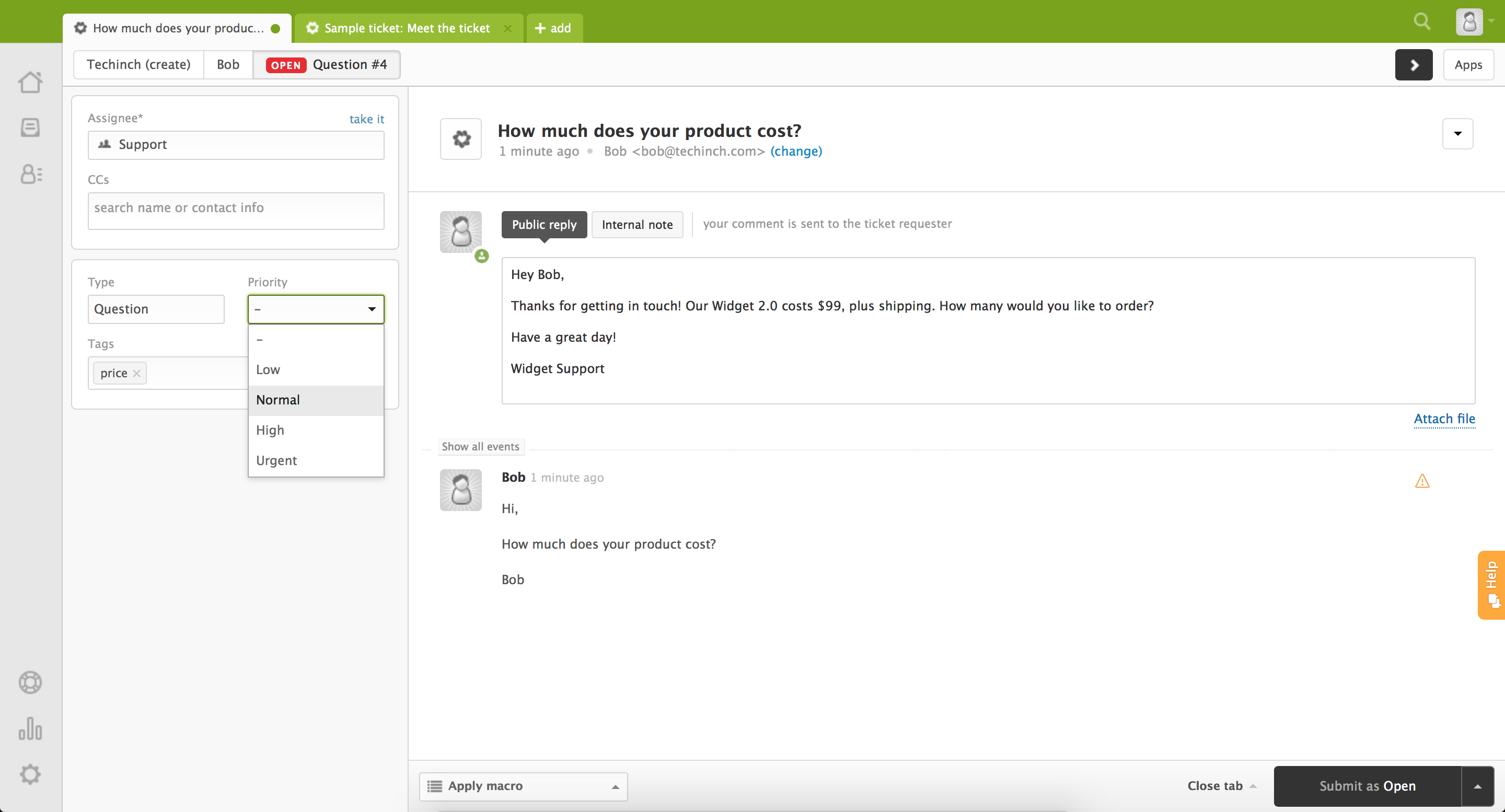 Zendesk screenshot